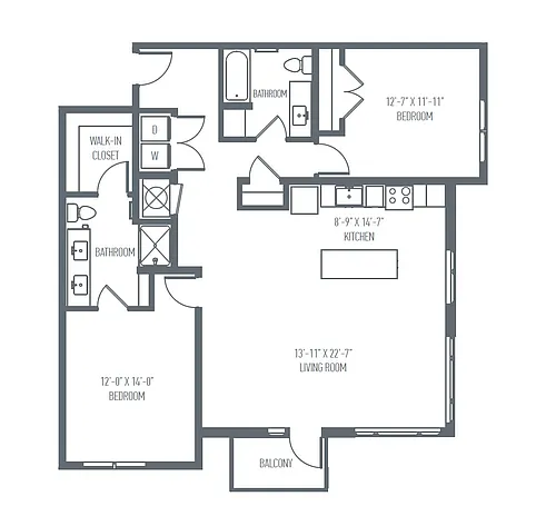 Floor plan D5- Two Bedroom