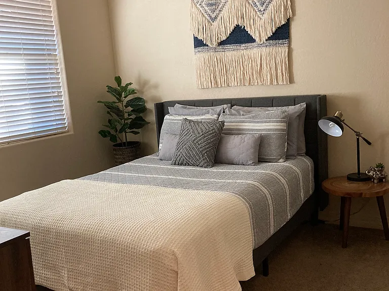 Downstairs bedroom with attached bathroom