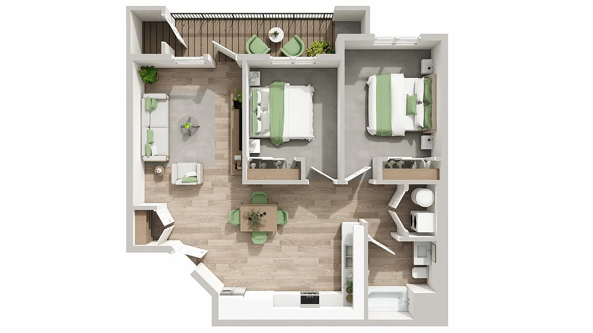 Floor plan 2 Bed 1 Bath