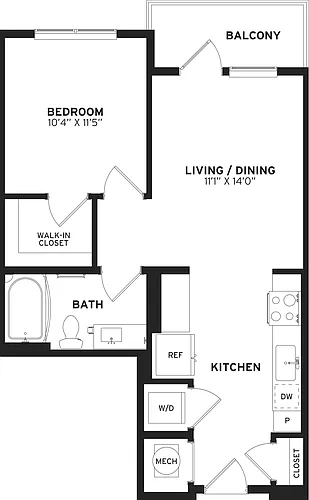 Floor plan 1 Bed/1 Bath-A1