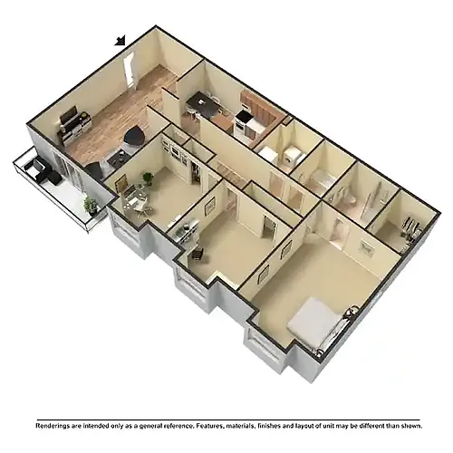 Floor plan 3 BR 2 BA