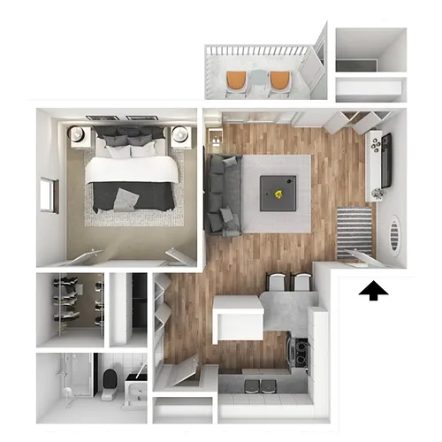 Floor plan 1 X 1 A