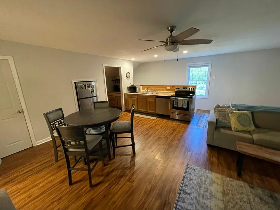 Open living area and kitchen