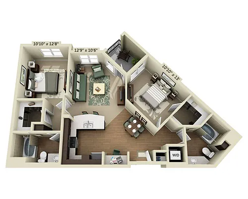 Floor plan Two Bedroom B2A