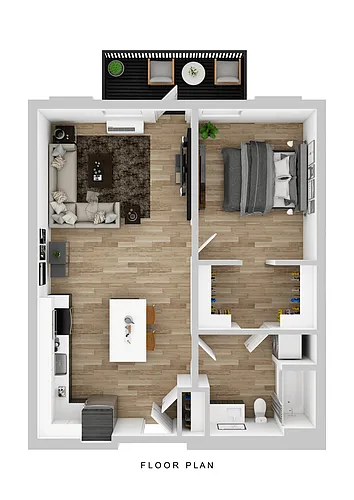 Floor plan Broadrock - 1 Bed A Medium Balcony Alt