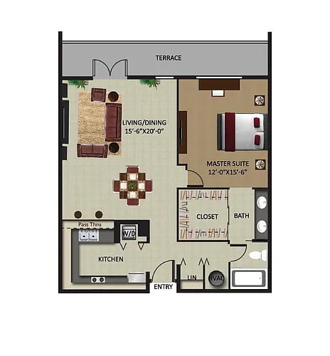 Floor plan Poinciana 1/1