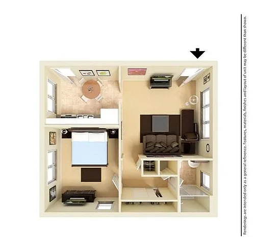Floor plan 1 Bedroom/1 Bathroom