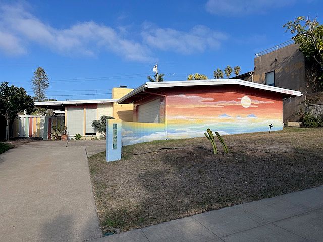 front, with mural