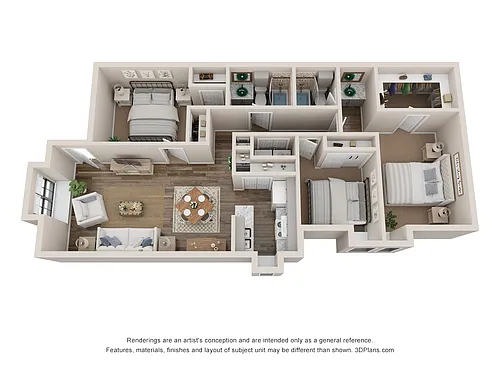 Floor plan 3 Bed 2 Bath Renovated 1220 sq ft