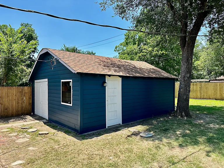 Garage in backyard
