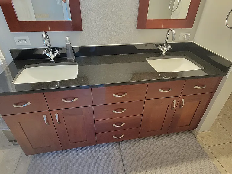 Master bathroom double sink and double mirrors
