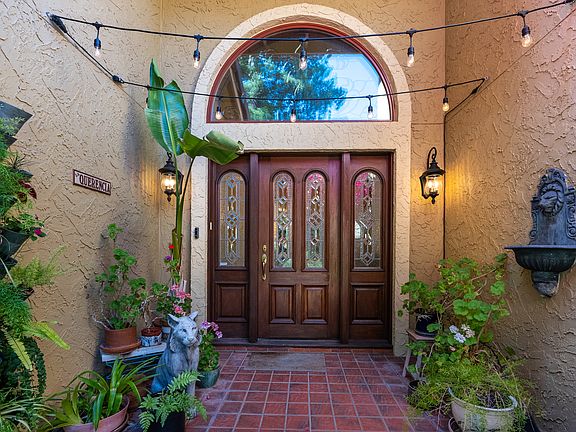 Entry courtyard with wall garden and fountain