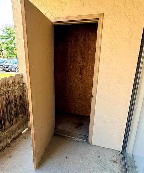 3x5 storage is on patio