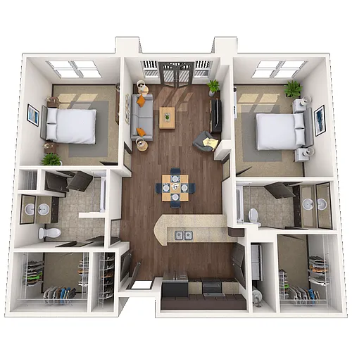 Floor plan Traditional 2x2 1078-1349 SF