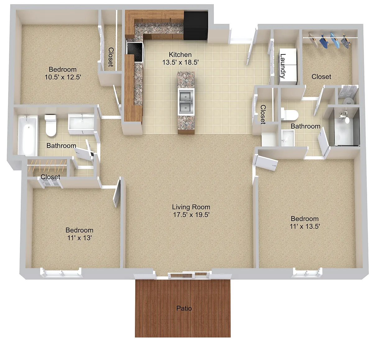 Floor plan Three Bedroom