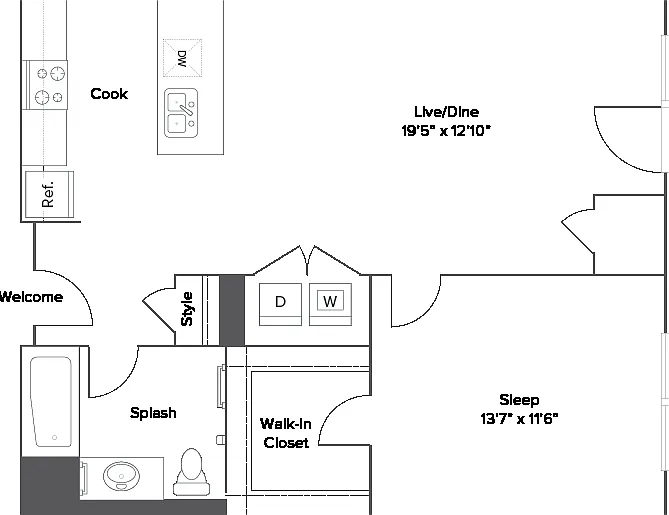 A4 1-Bedroom Floorplan A4 1-Bedroom Floorplan