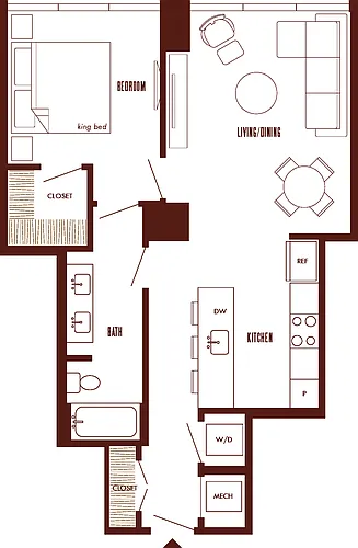 Floor plan 1 Bed/1 Bath-A8