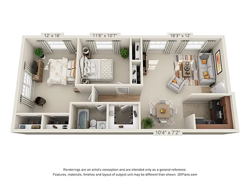 Floor plan 2-Bedroom 1-Bathroom