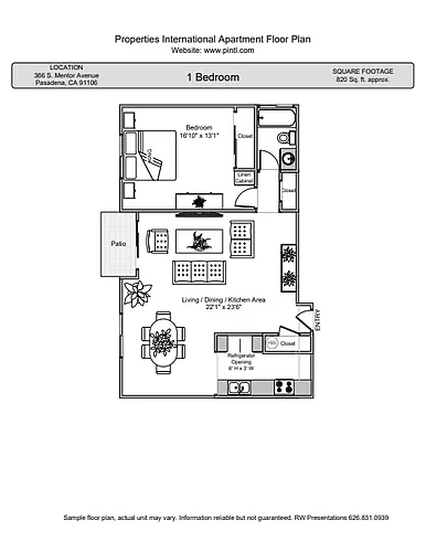 Floor plan 1 Bd 1 Ba
