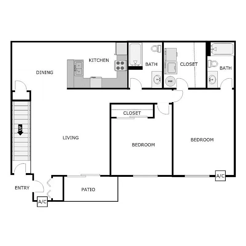 Floor plan 2 Bedroom 2 Bathroom - Detached Garage