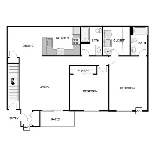 Floor plan 2 Bedroom 2 Bathroom - Detached Garage