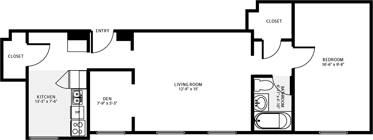 Floor plan 1 Bedroom Q