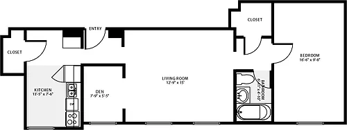 Floor plan 1 Bedroom Q