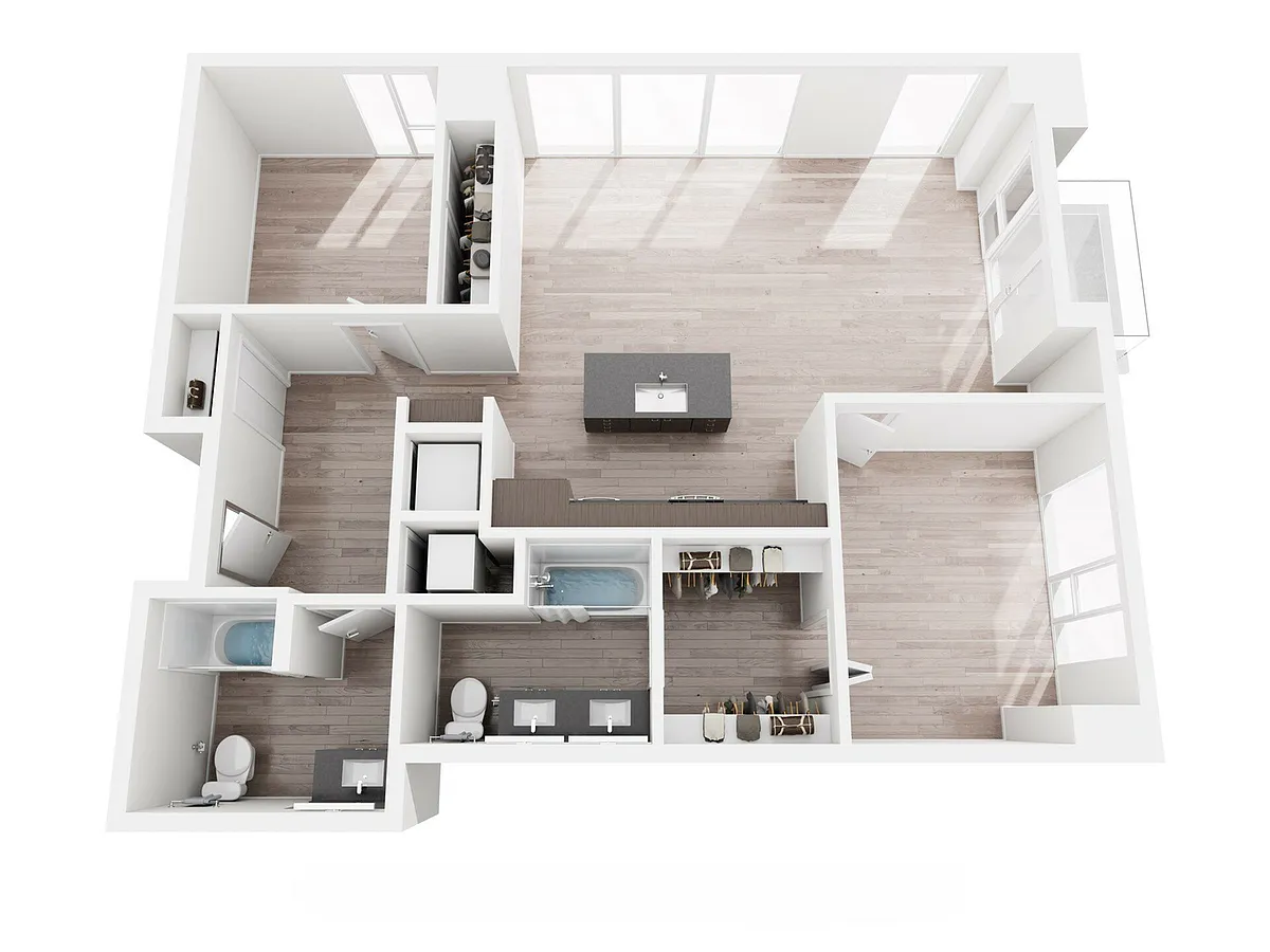 Floor plan 2 Bed, 2 Bath - G
