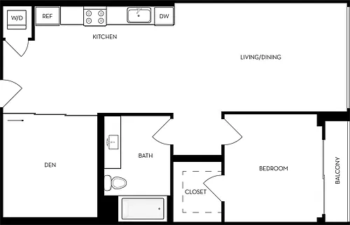 Floor plan A8 1BD + Private Flex Room