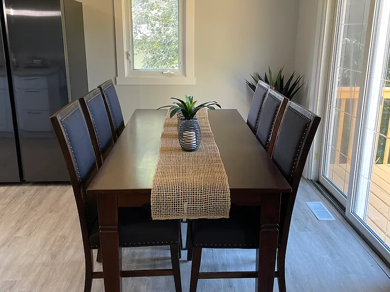 Dining area leading to big deck