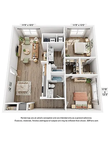 Floor plan The Cline Two Bedroom