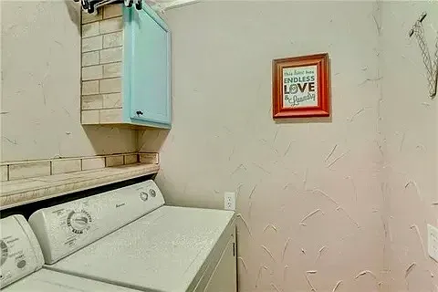 Laundry Area with electric washer and dryer hookups. Additional storage space available.