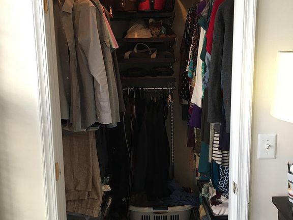 Master bedroom walk-in closet with elfa shelving