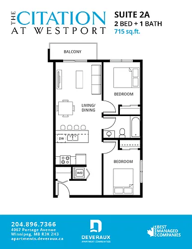 Floor plan 2 Bedroom, 1 Bathroom