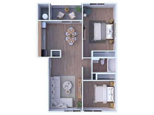 Floor plan 2 BR - 1 BTH Renovated