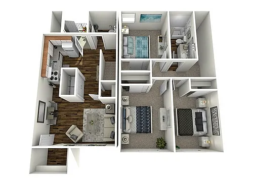 Floor plan 3 Bed, 2 Bath A (50% Income Restricted) WW II