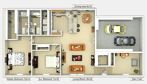 Floor plan Village-3 Bed/2 Bath/2 Attached Garage