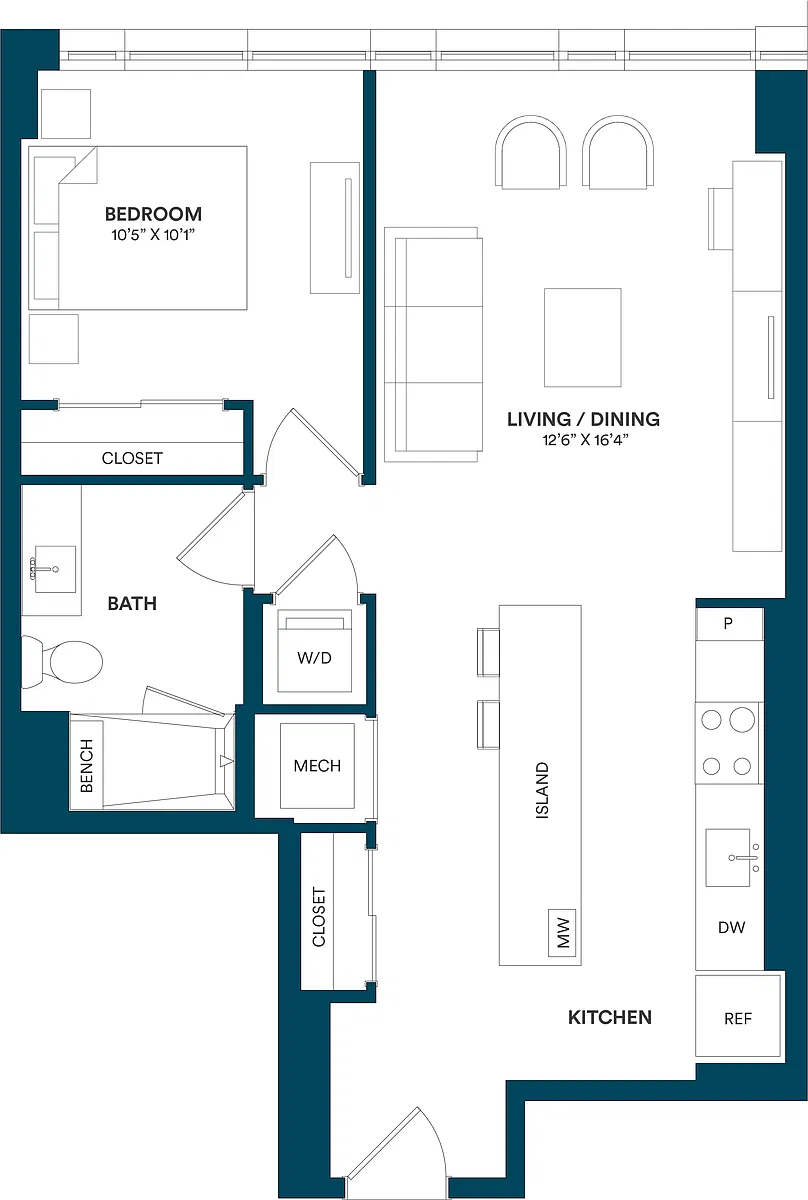 Floor plan 1 Bed/1 Bath-B1 06 09