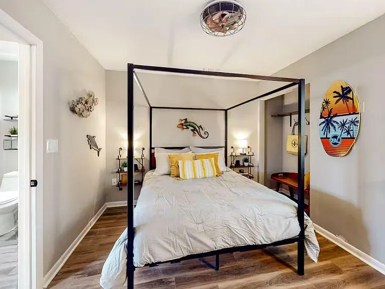 Queen bed with cooling mattress and underbed storage