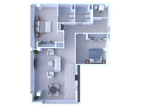 Floor plan 2 Bedroom/1 Bathroom - 1145