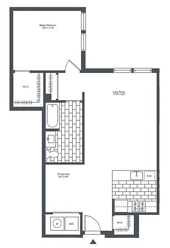 Floor plan caa5 1 Bed/1Bath