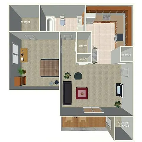 Floor plan 1 Bed 1 Bath A