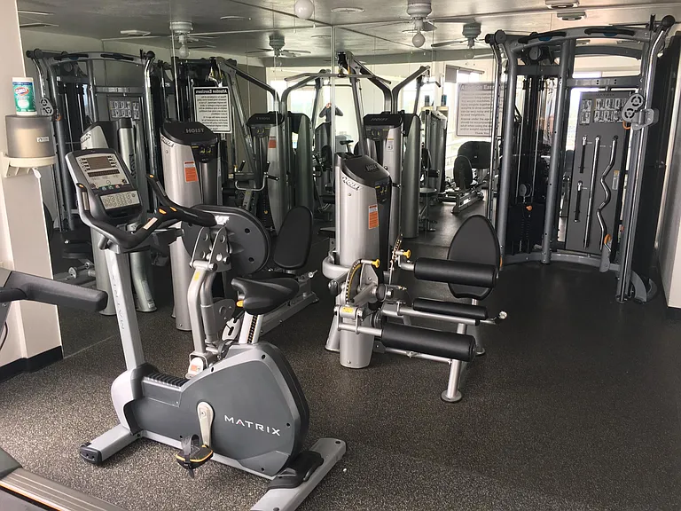 Tons of weights and fitness equipment.