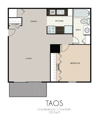 Floor plan 1 bedroom 1 bathroom TC