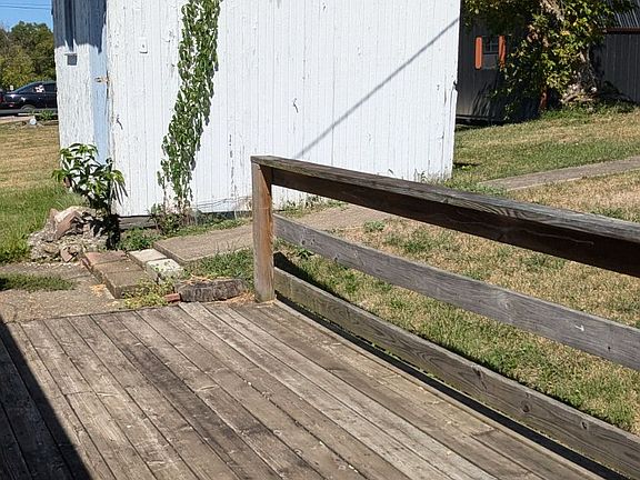 Storage building seen from back deck