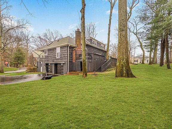 View of garage from backyard