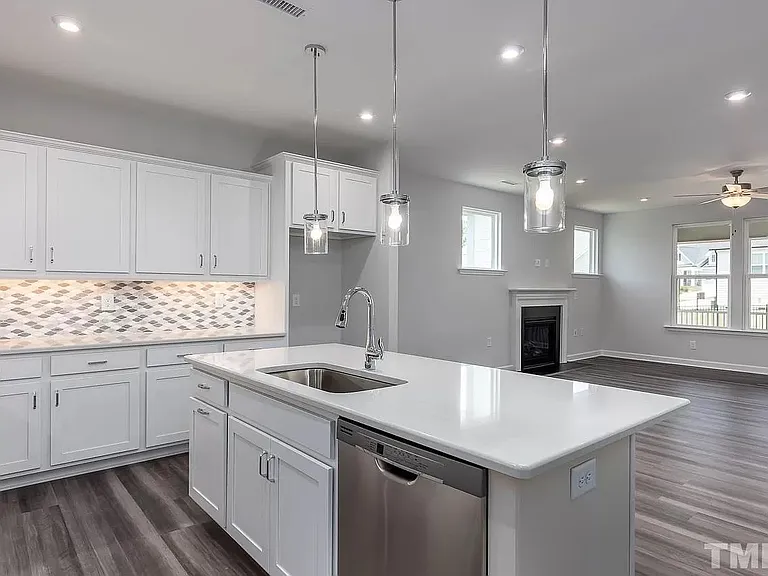 Open layout living area and kitchen