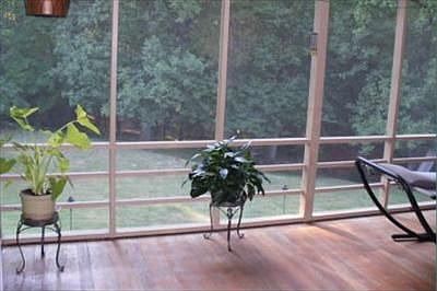 view of back yard from screen/sun room