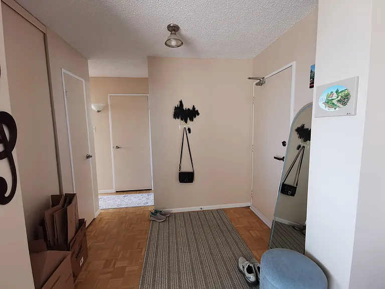 A look at the main entrance and corridor towards the main bathroom and the bedrooms.