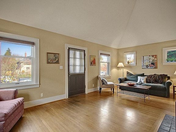 Vaulted ceilings in light filled living room
